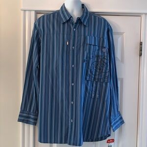 NWT  Rocawear French Blue Striped  Button Shirt Mens 2XL Y2K 90s Streetwear NEW